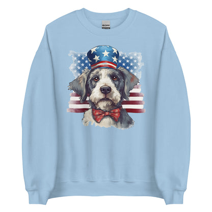Light Blue Patriotic Dog Tibetan Terrier Sweatshirt For Proud Dog Owner