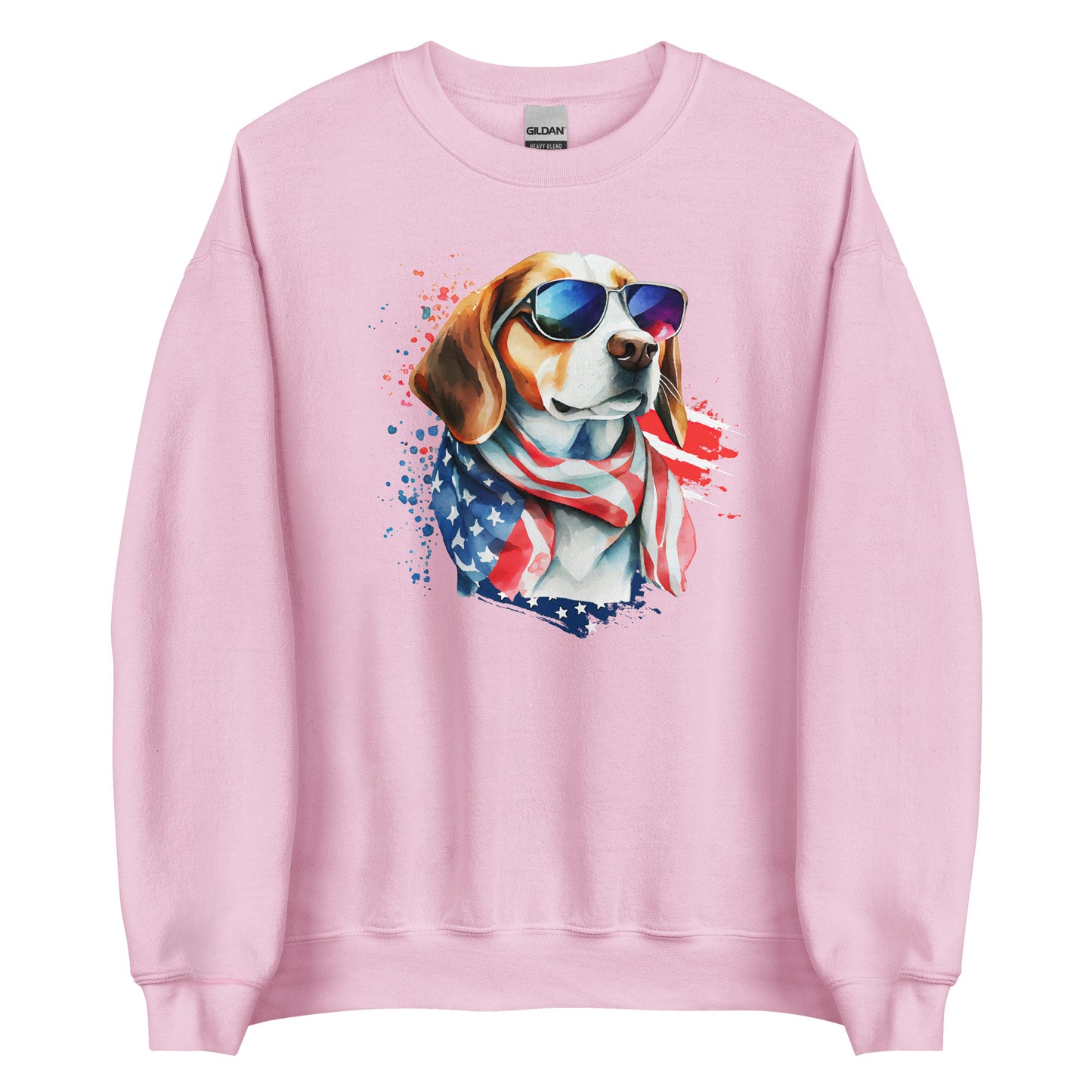 Pink Colored Patriot Sweatshirt Printed With Patriotic Dog And USA Colors