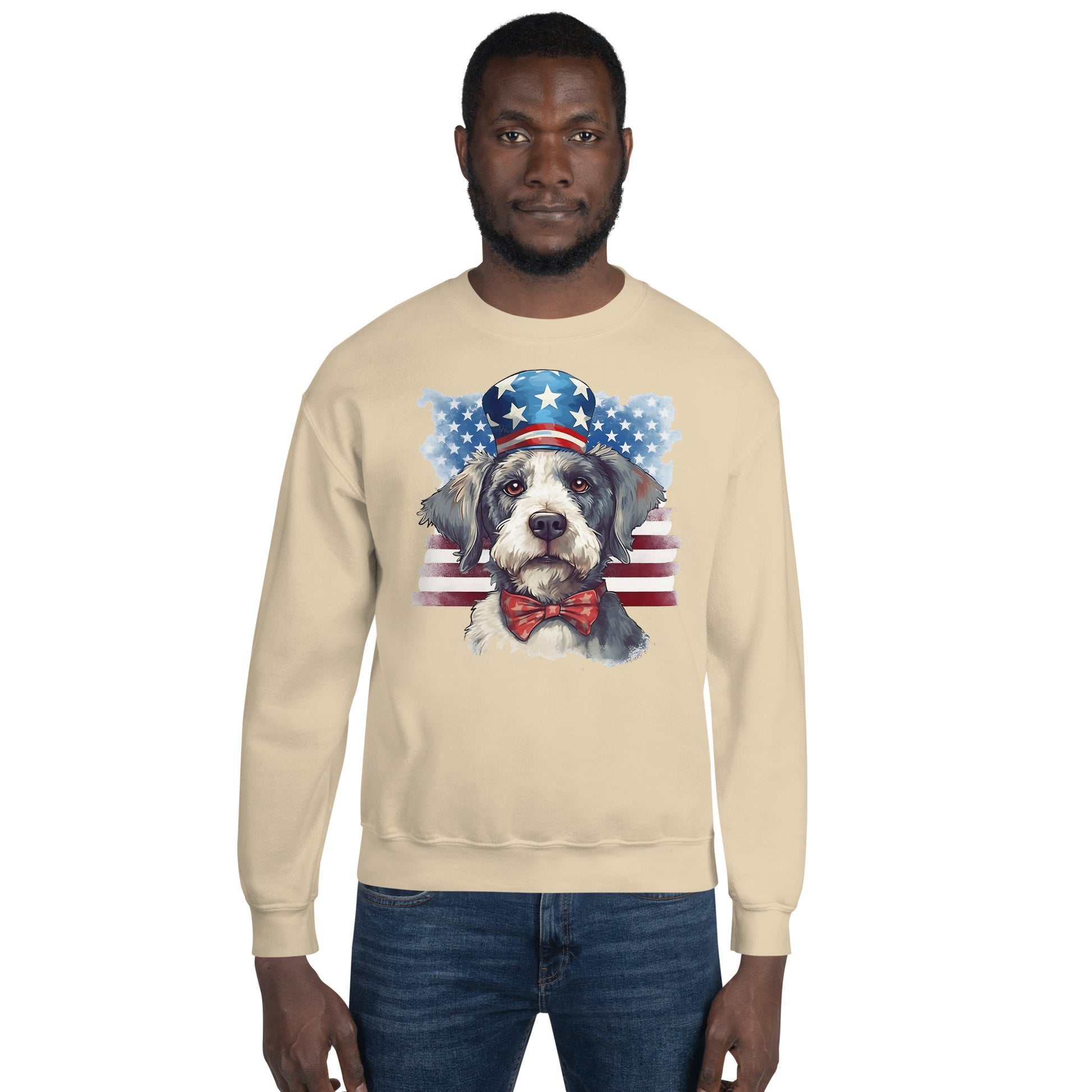 Front Side Patriotic Dog Tibetan Terrier Sweatshirt For Proud Dog Owner