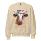 Custom Sweater With Patriotic Cow For Cow Lovers And Farmers Sand Color