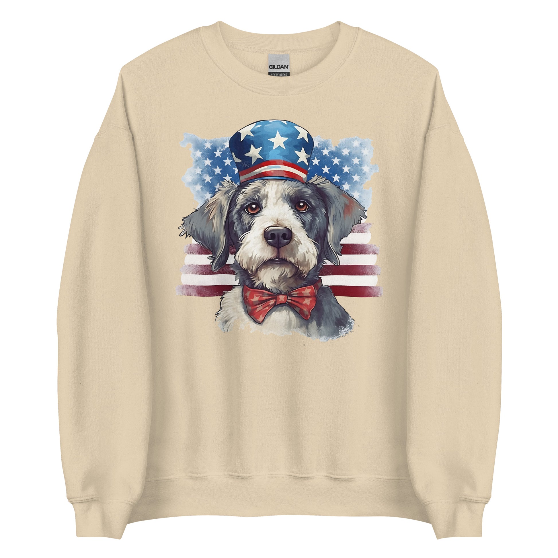 Sand Color Patriotic Dog Tibetan Terrier Sweatshirt For Proud Dog Owner