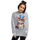 Cat Sweatshirt For Women / Custom Text Sweatshirt For The Patriotic Cat Lover Grey Color