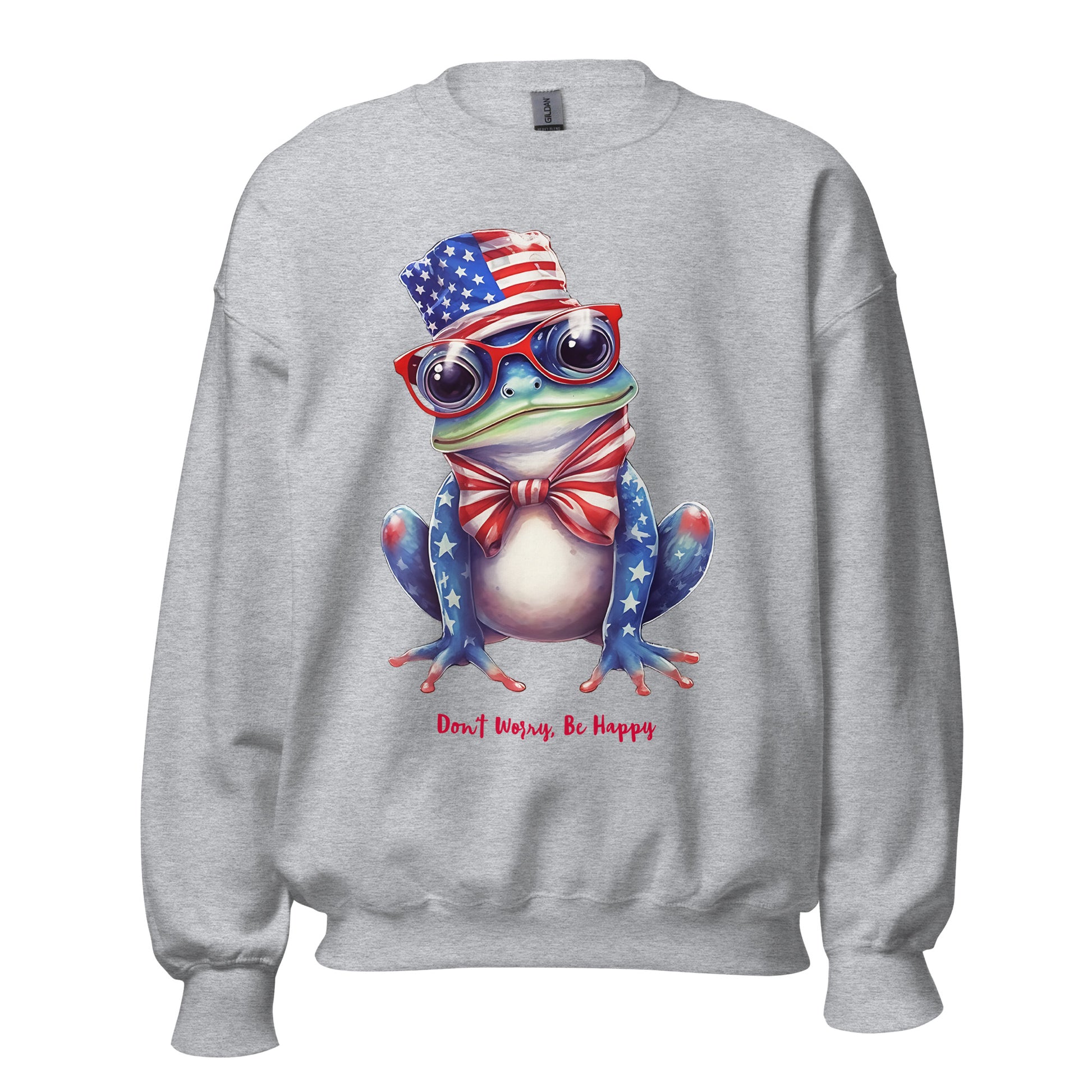 Sport Grey Customizable Cute Patriotic Frog Sweatshirt 