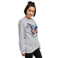 Butterfly Sweatshirt For Women / Custom Text Sweatshirt For The Patriotic Butterfly Lover Grey Color