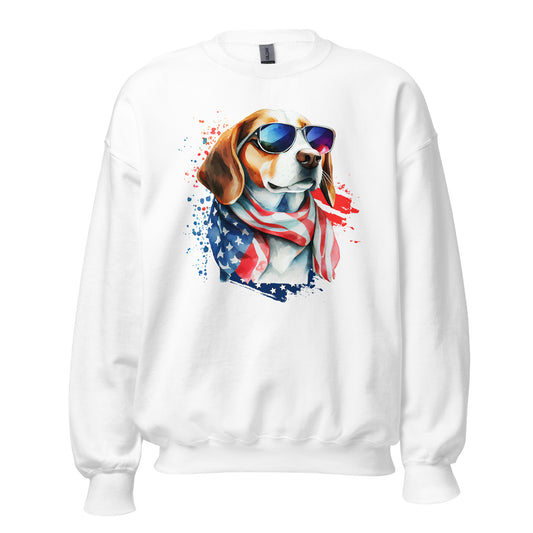 Patriot Sweatshirt Printed With Patriotic Dog And USA Colors