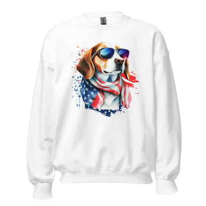 Patriot Sweatshirt Printed With Patriotic Dog And USA Colors