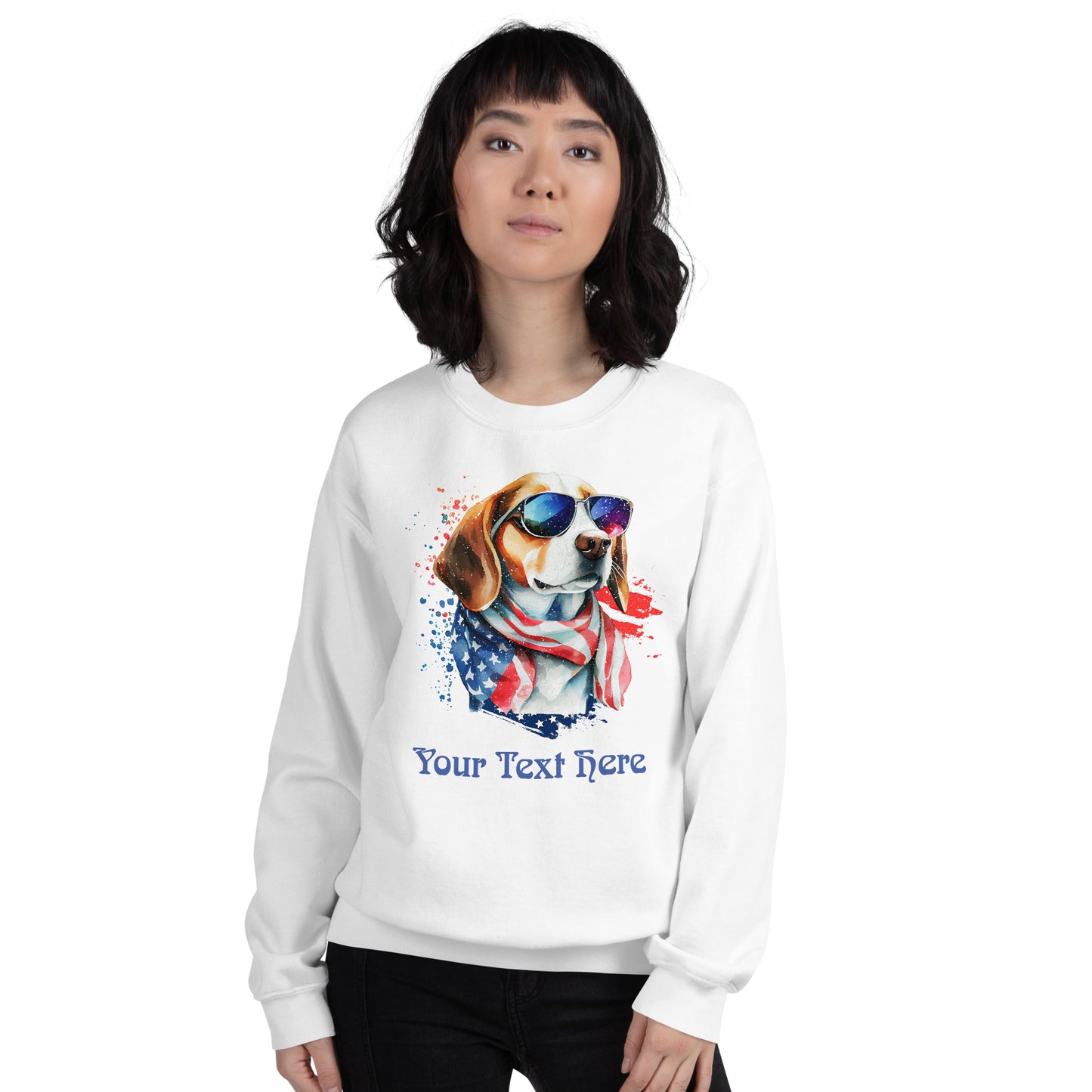 Customizable Vintage  Patriotic Dog Sweatshirt