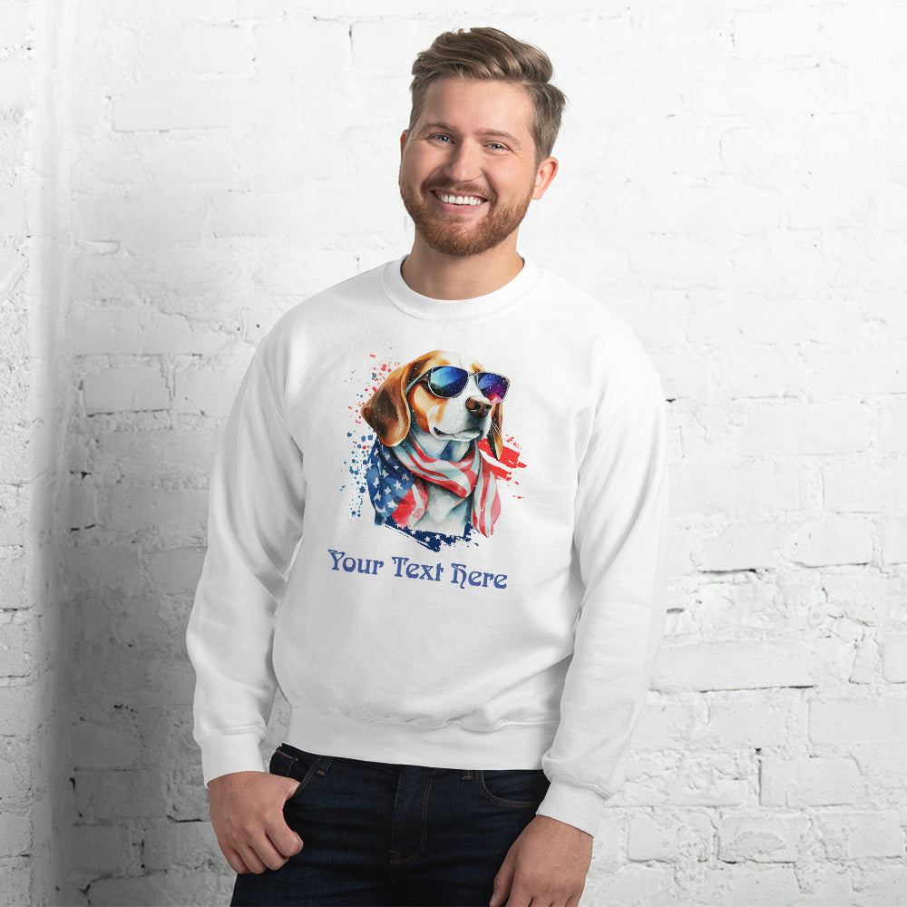 Unisex Customizable Vintage Style Patriotic Dog Sweatshirt