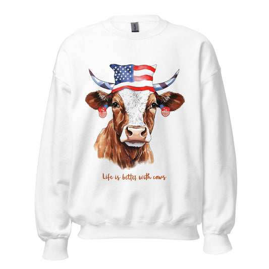 Custom Sweater With Patriotic Cow For Cow Lovers And Farmers