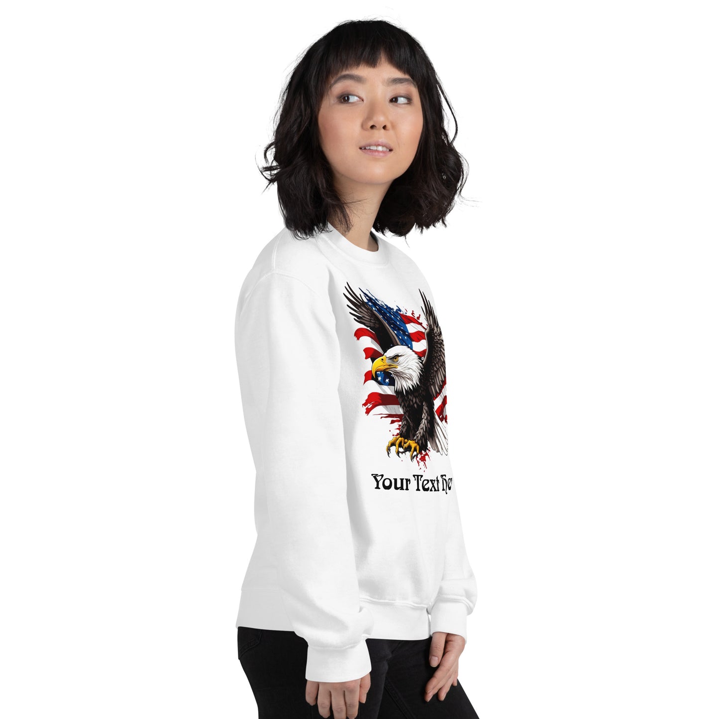 Customizable Unisex Sweatshirt With Flying Eagle Print