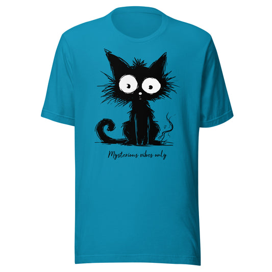 Whimsical Cat Outfit / Black Cat T-shirt / Aqua Color Shirt