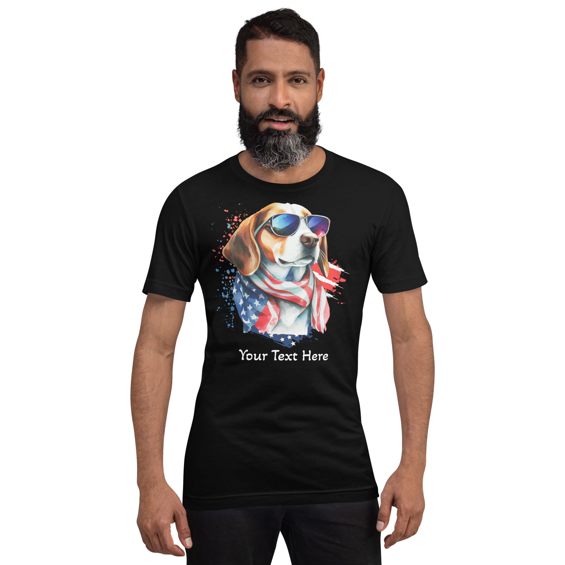 Man With Customizable Tshirt With Patriotic Dog