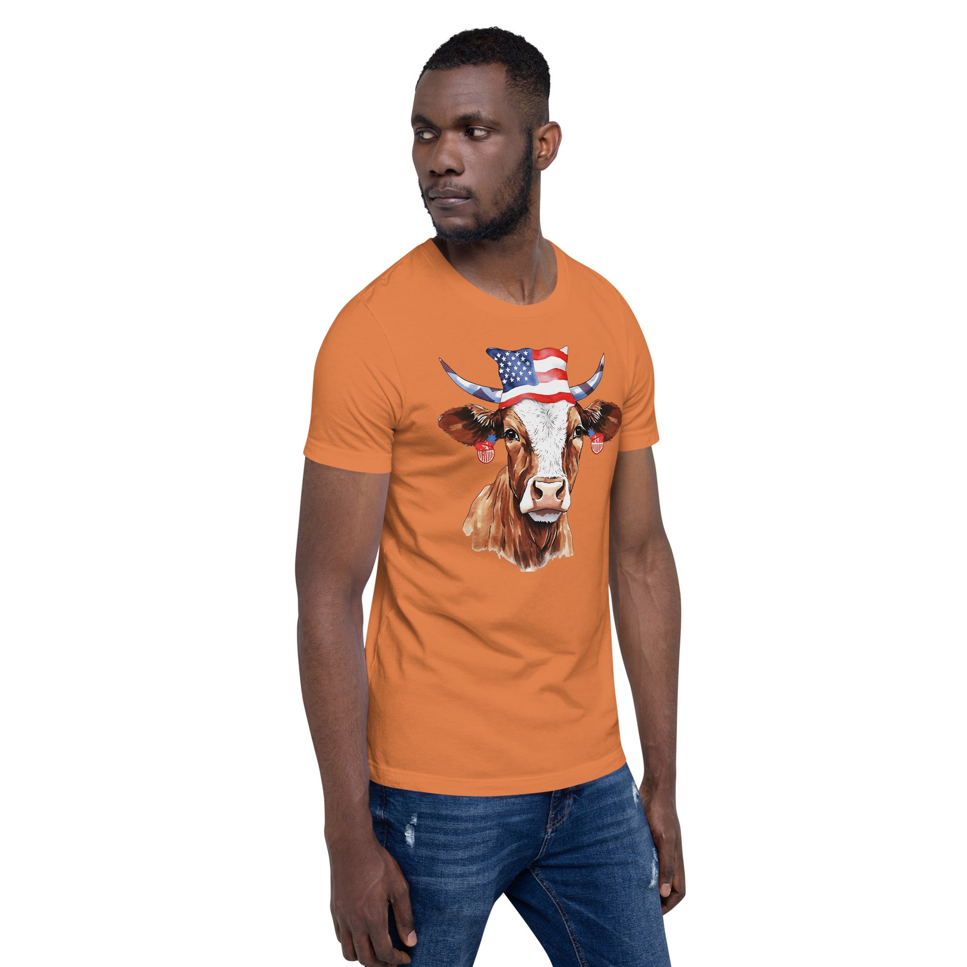 Patriotic Cow Tshirt For Cow Lovers And America  Lovers
