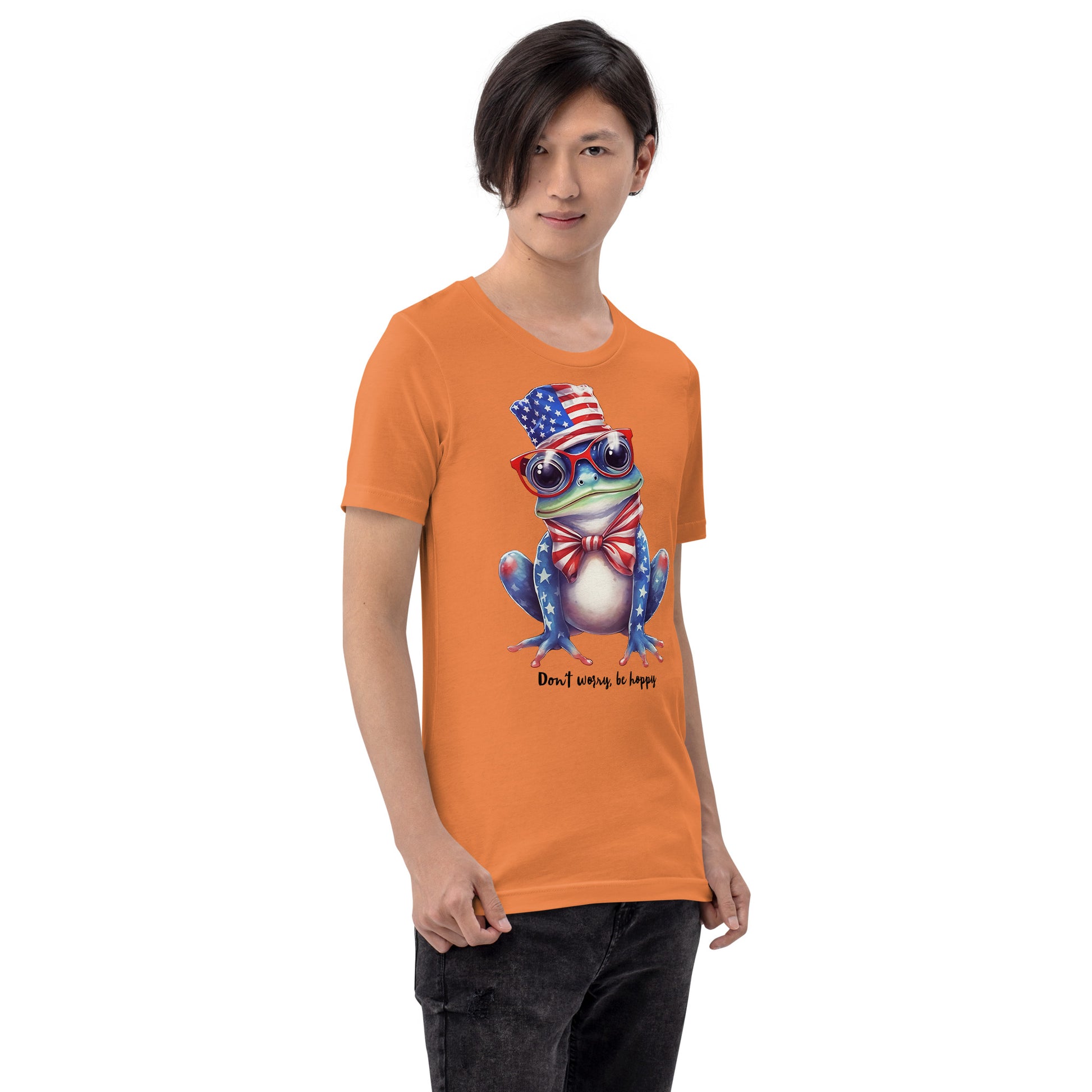 Orange Cute Patriotic Frog Tshirt 
