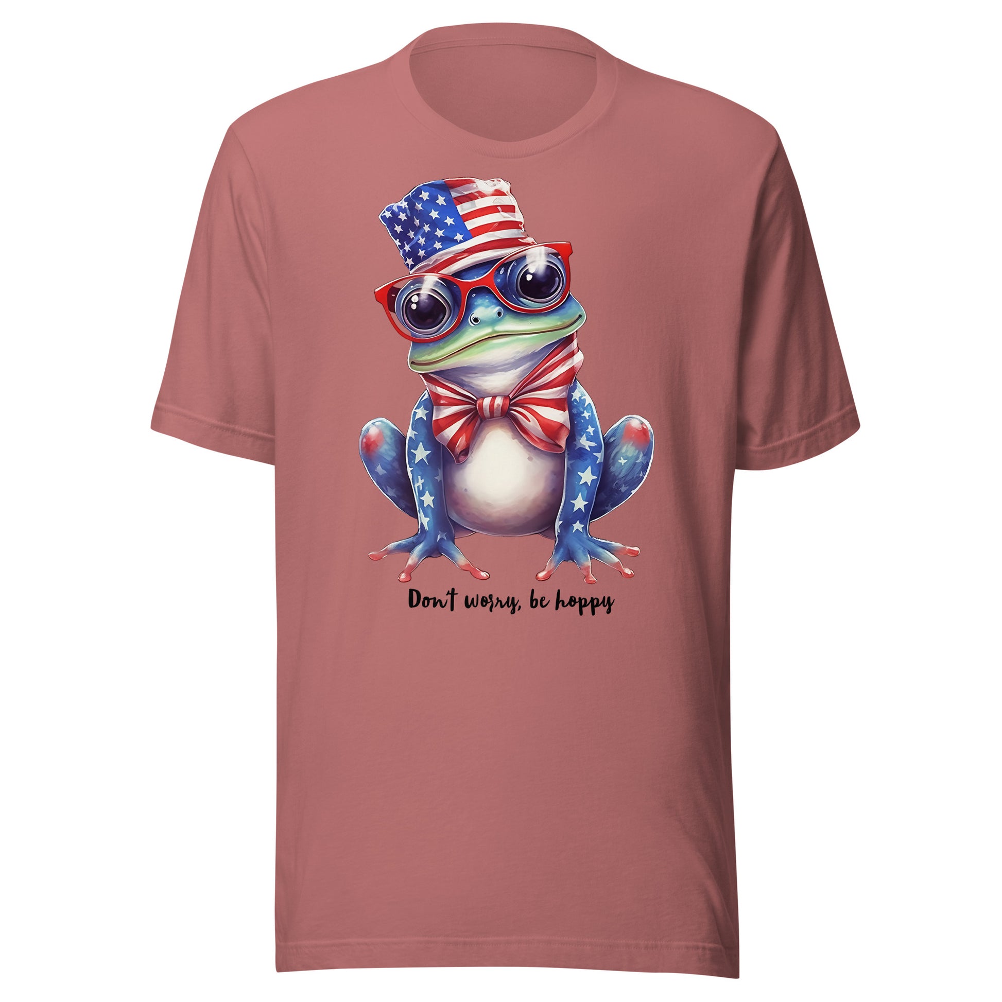 Mauve Cute Patriotic Frog Tshirt 