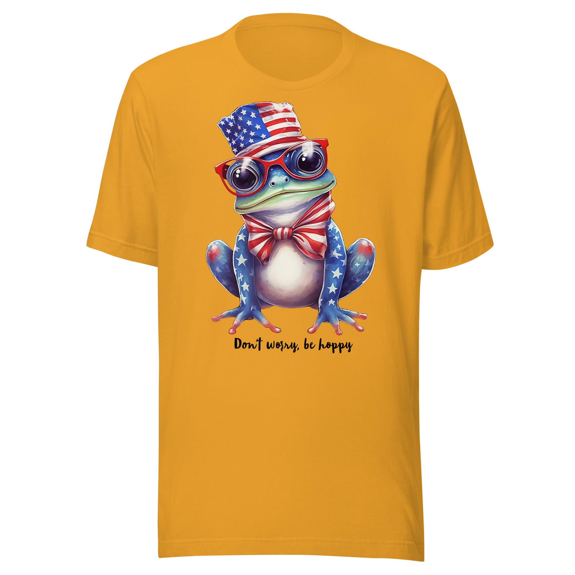 Mustard Cute Patriotic Frog Tshirt 