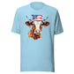 Patriotic Cow Tshirt For Cow Lovers Light Blue Color