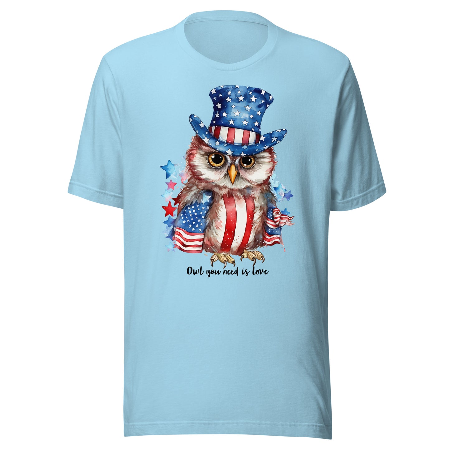Bleu Custom Patriotic Owl For Owl Lovers, Bird Lovers, Night Lovers Tshirt