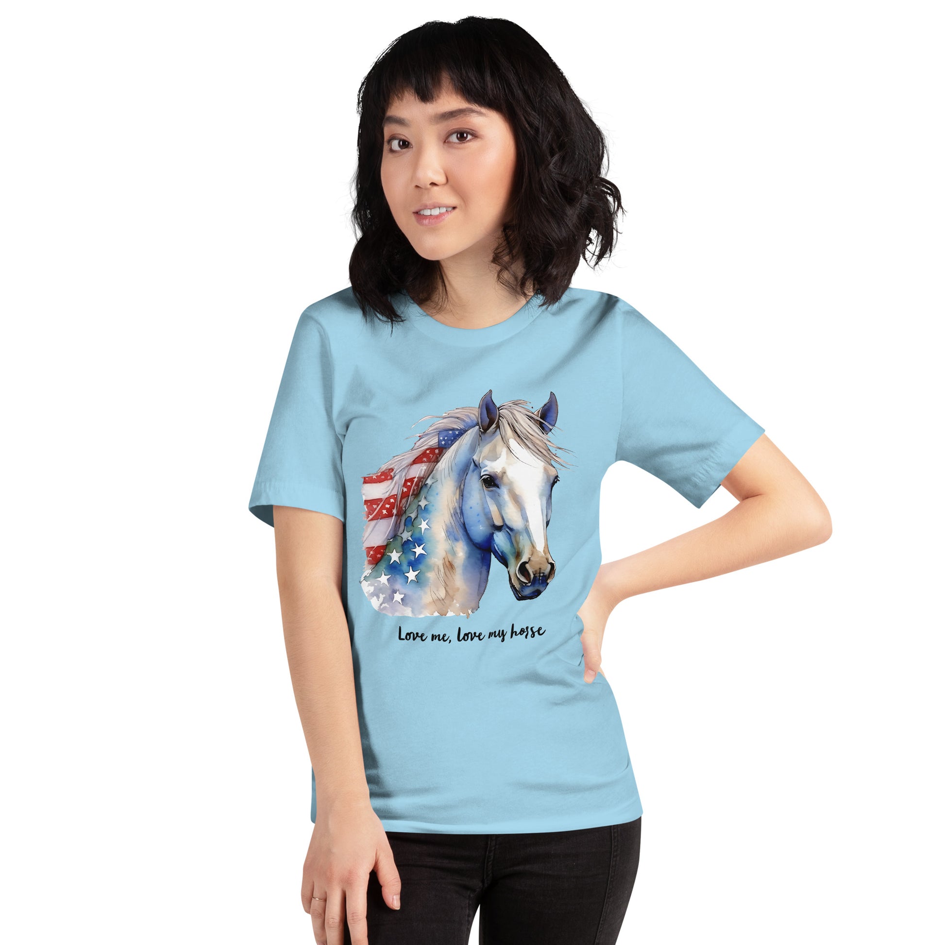Patriotic Horse T Shirt With Customizable Text
