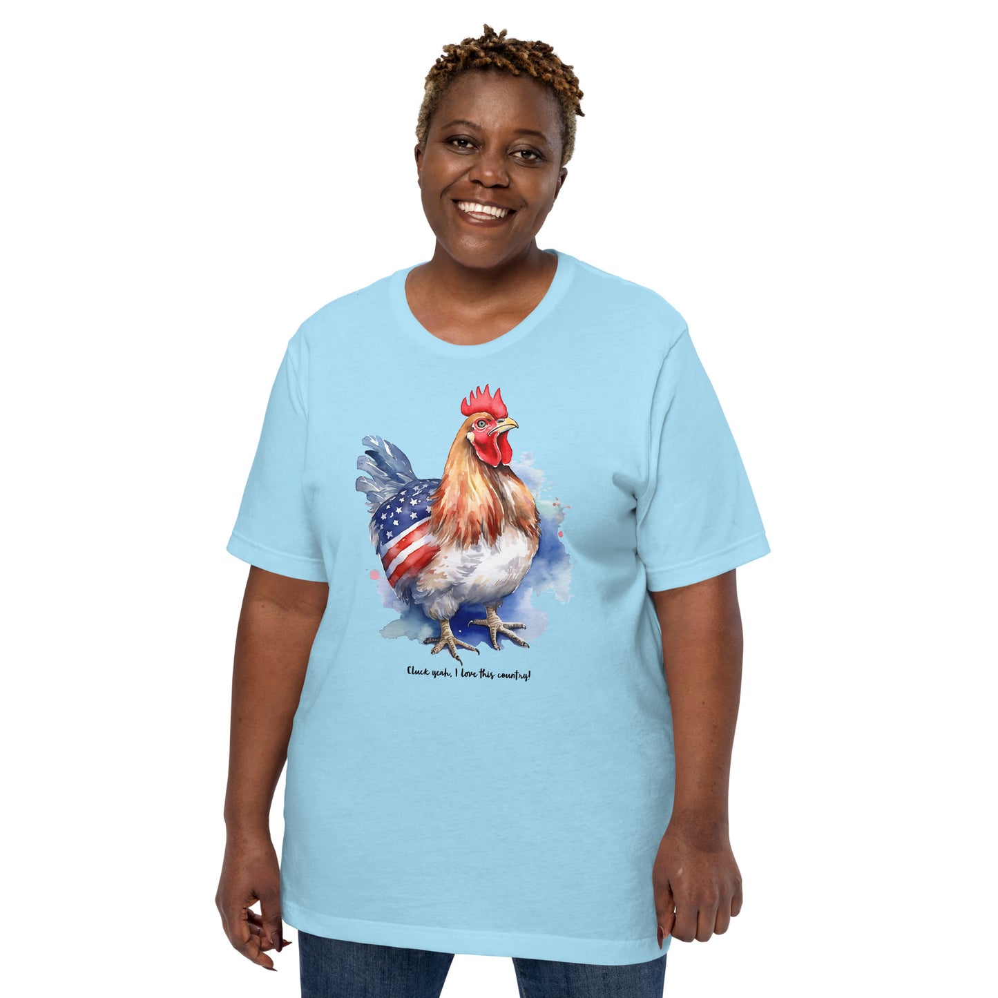 USA Themed Patriotic Chicken Tshirt / Perfect Gift For Chicken Owners / Blue Color Shirt