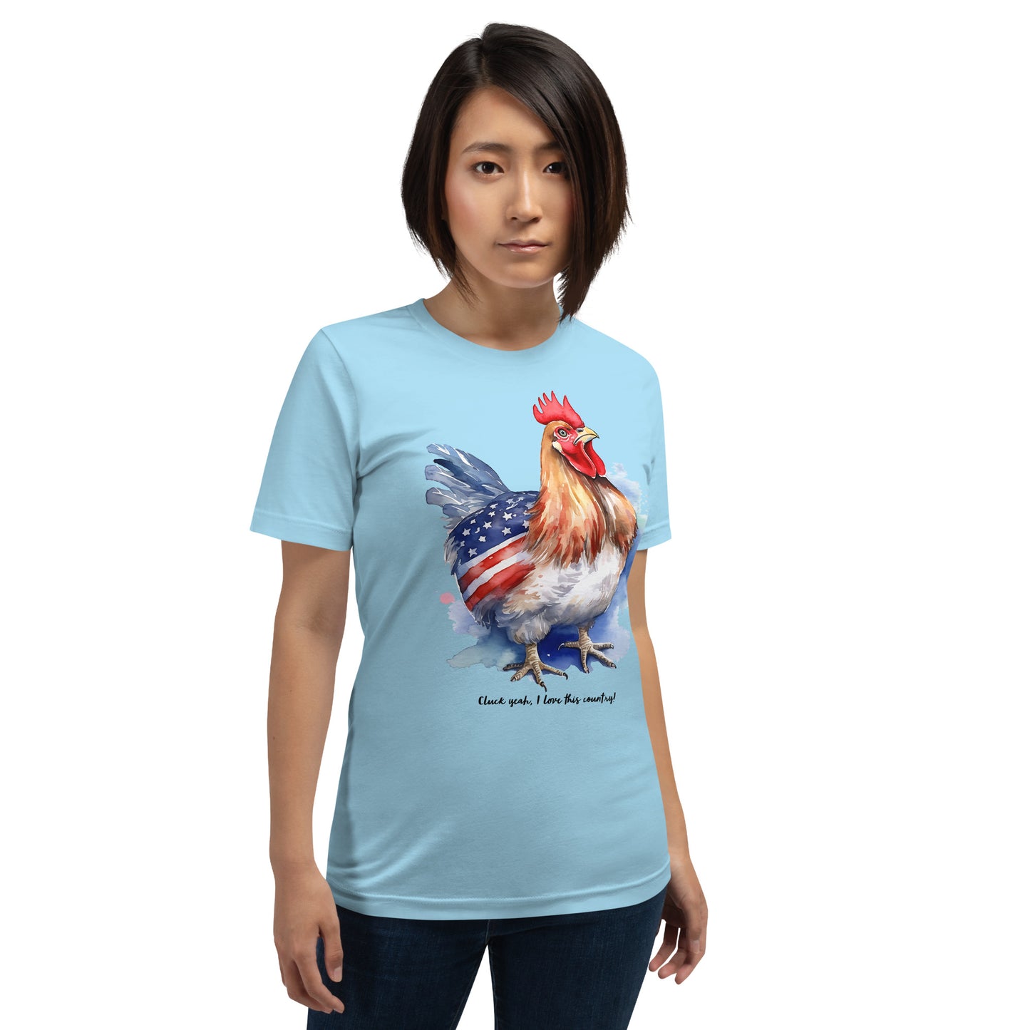 USA Themed Patriotic Chicken Tshirt / Perfect Gift For Chicken Owners / Blue Color