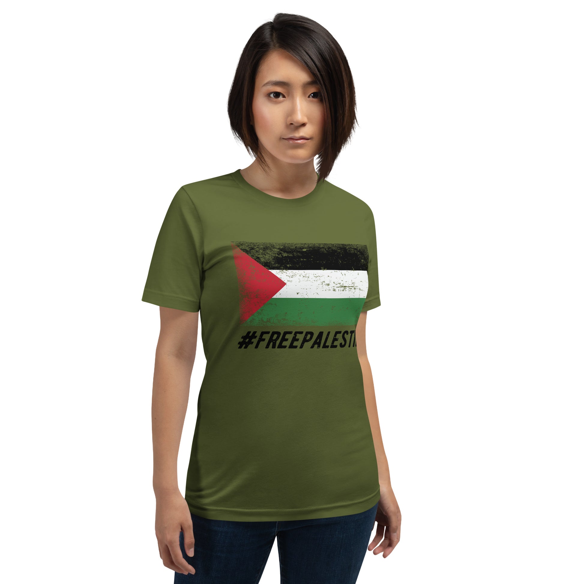 Olive Color Free Palestine T-shirt / 7 colors / Also Plus Size