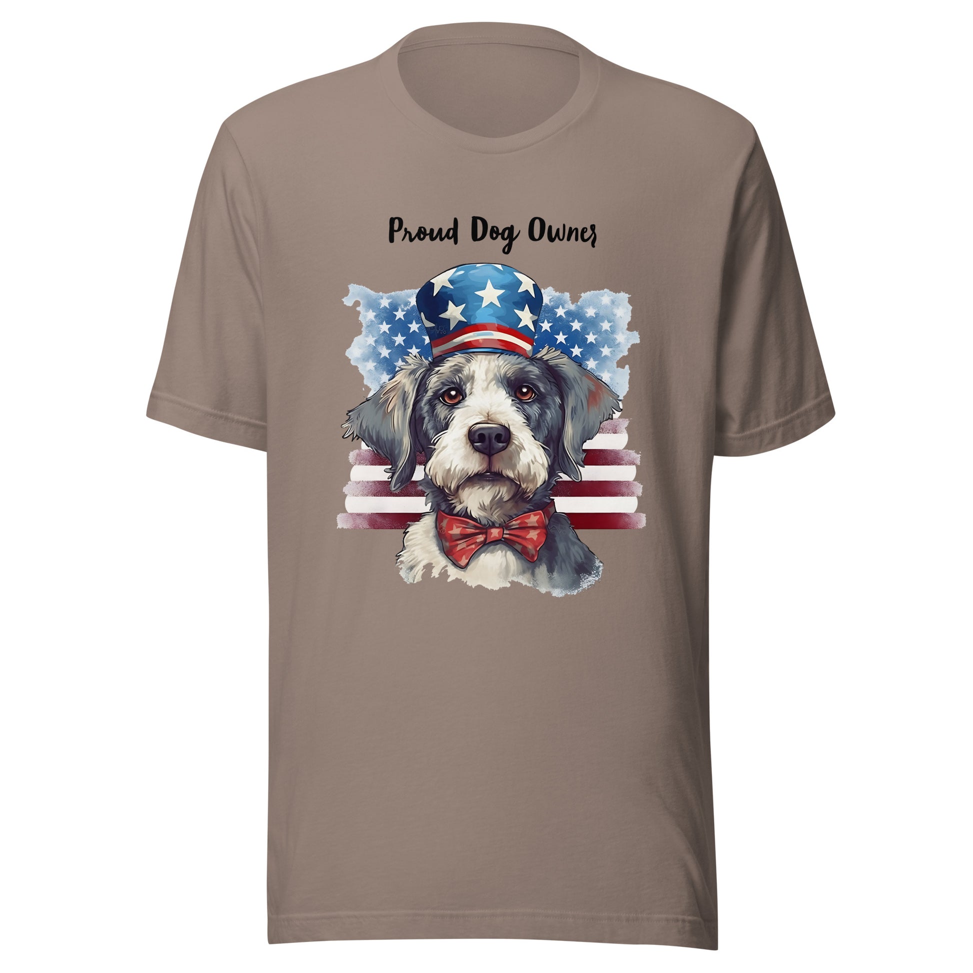 Patriotic Dog Tibetan Terrier Pebble Color T-Shirt For Proud Dog Owner