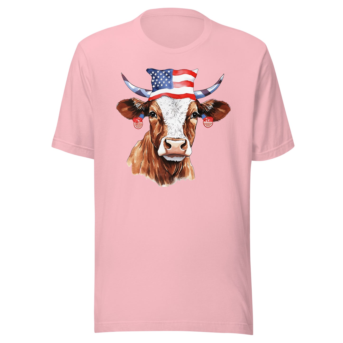 Patriotic Cow Tshirt For Cow Lovers Pink Color