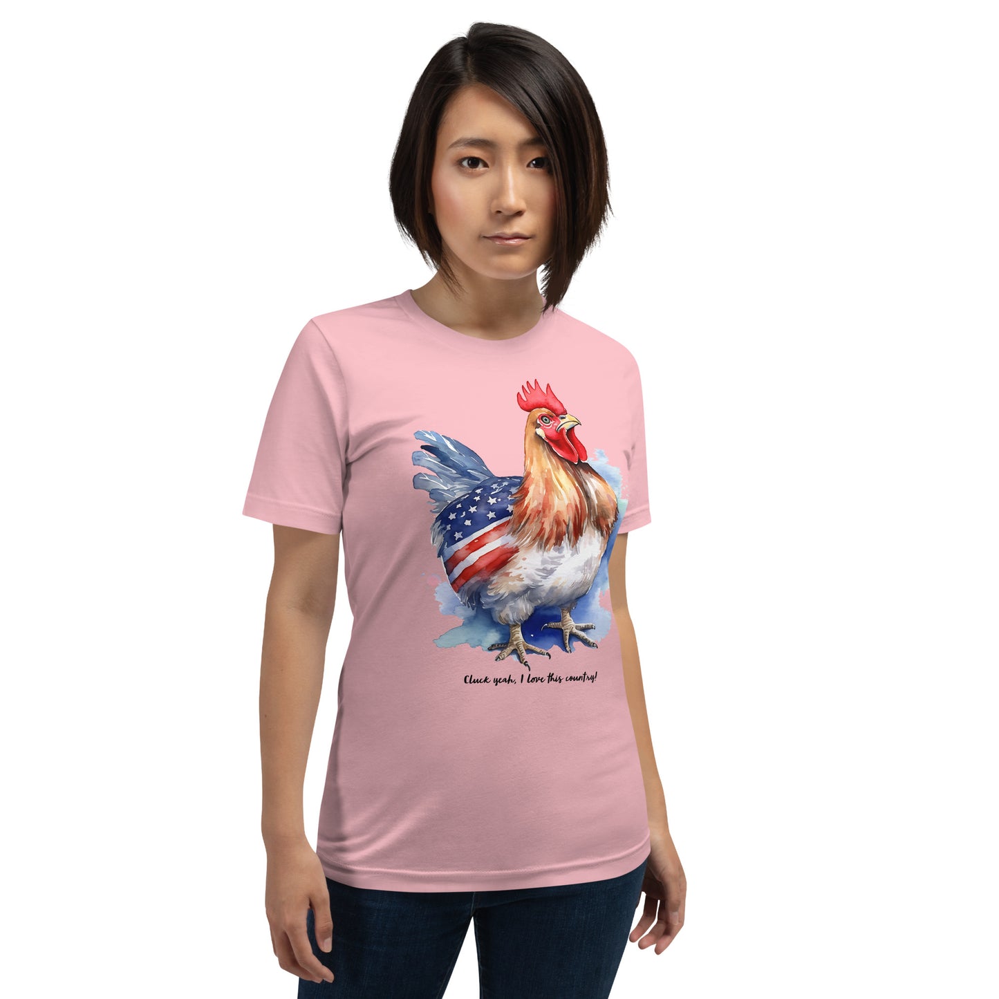 Pink USA Themed Patriotic Chicken Tshirt / Perfect Gift For Chicken Owners