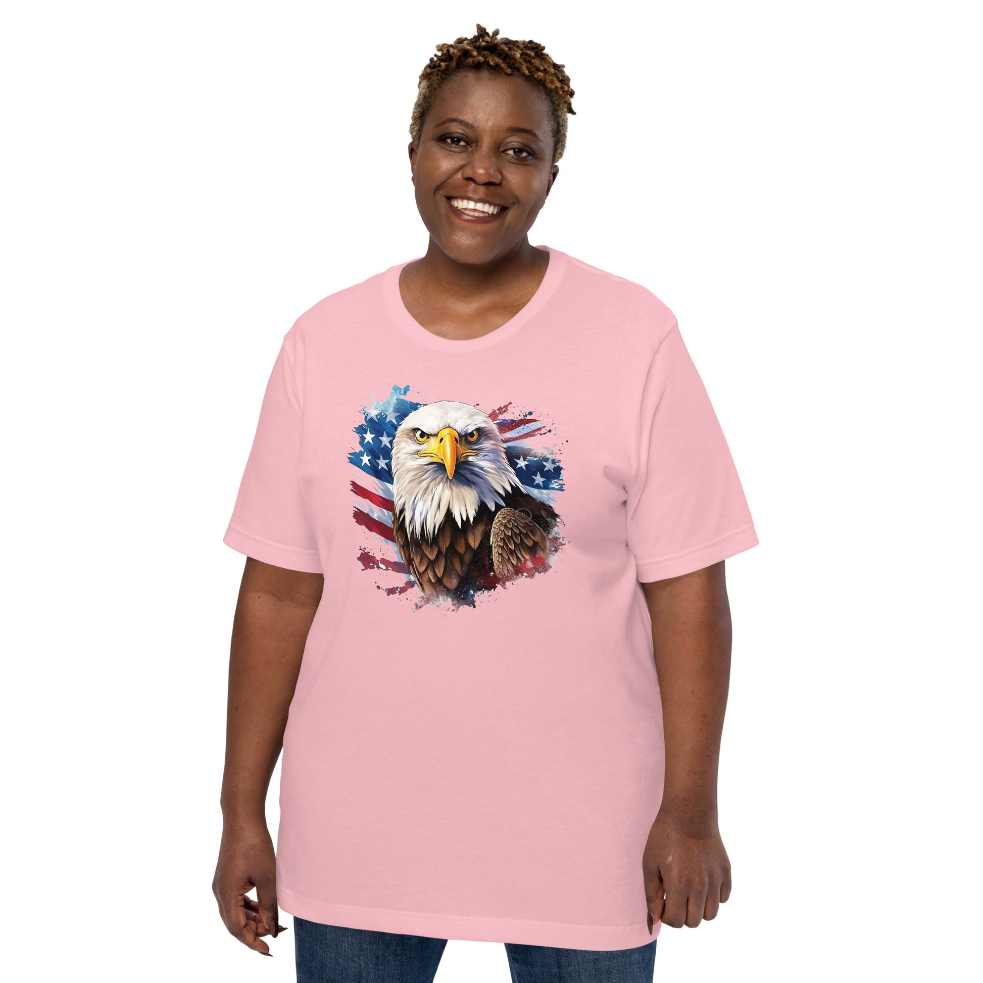 Women With Patriotic American Eagle T-shirt