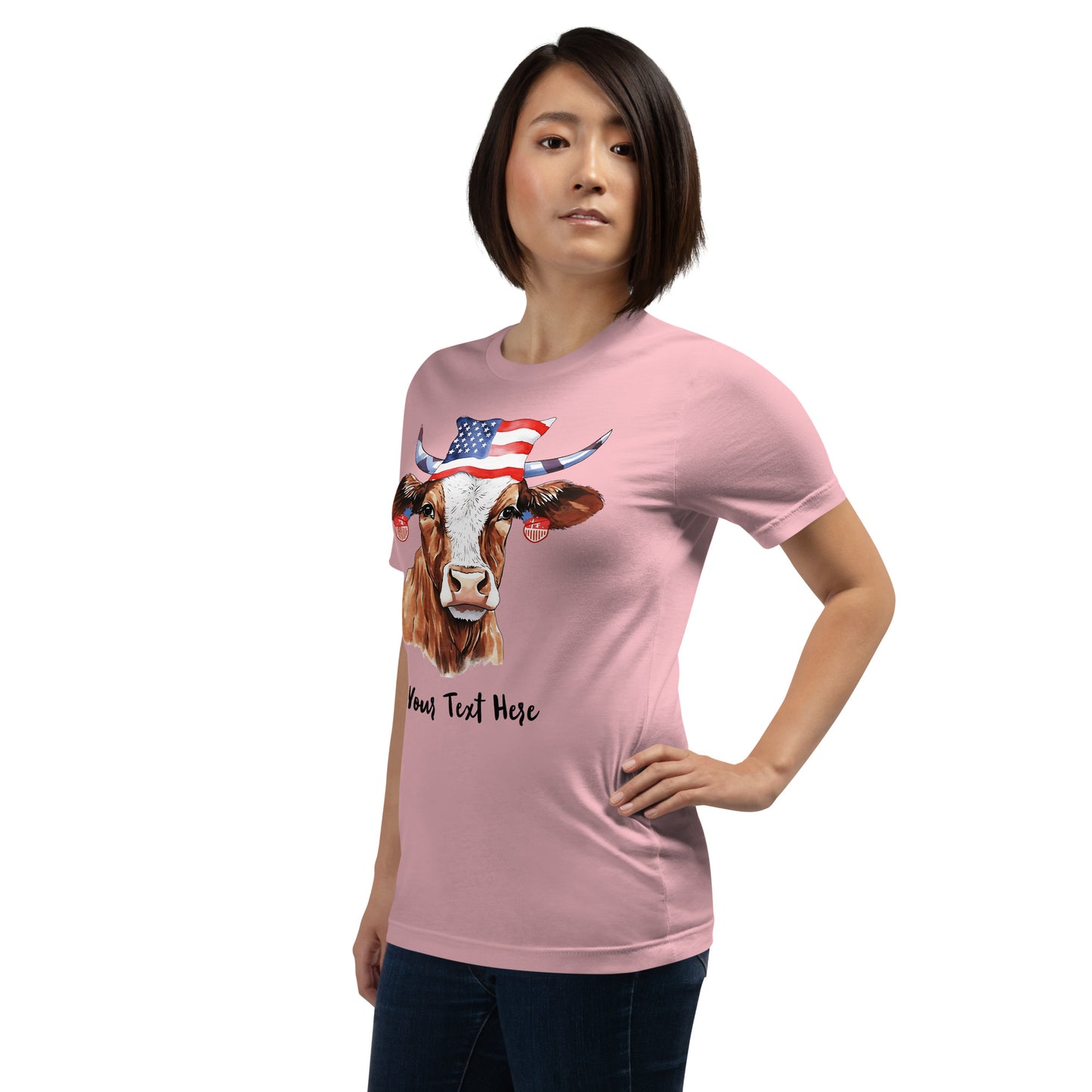 Aanpasbare T-shirt met patriottische koe voor koeliefhebbers