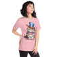 Pink Patriotic Cat Tshirt With Customizable Text  For Cat Lovers