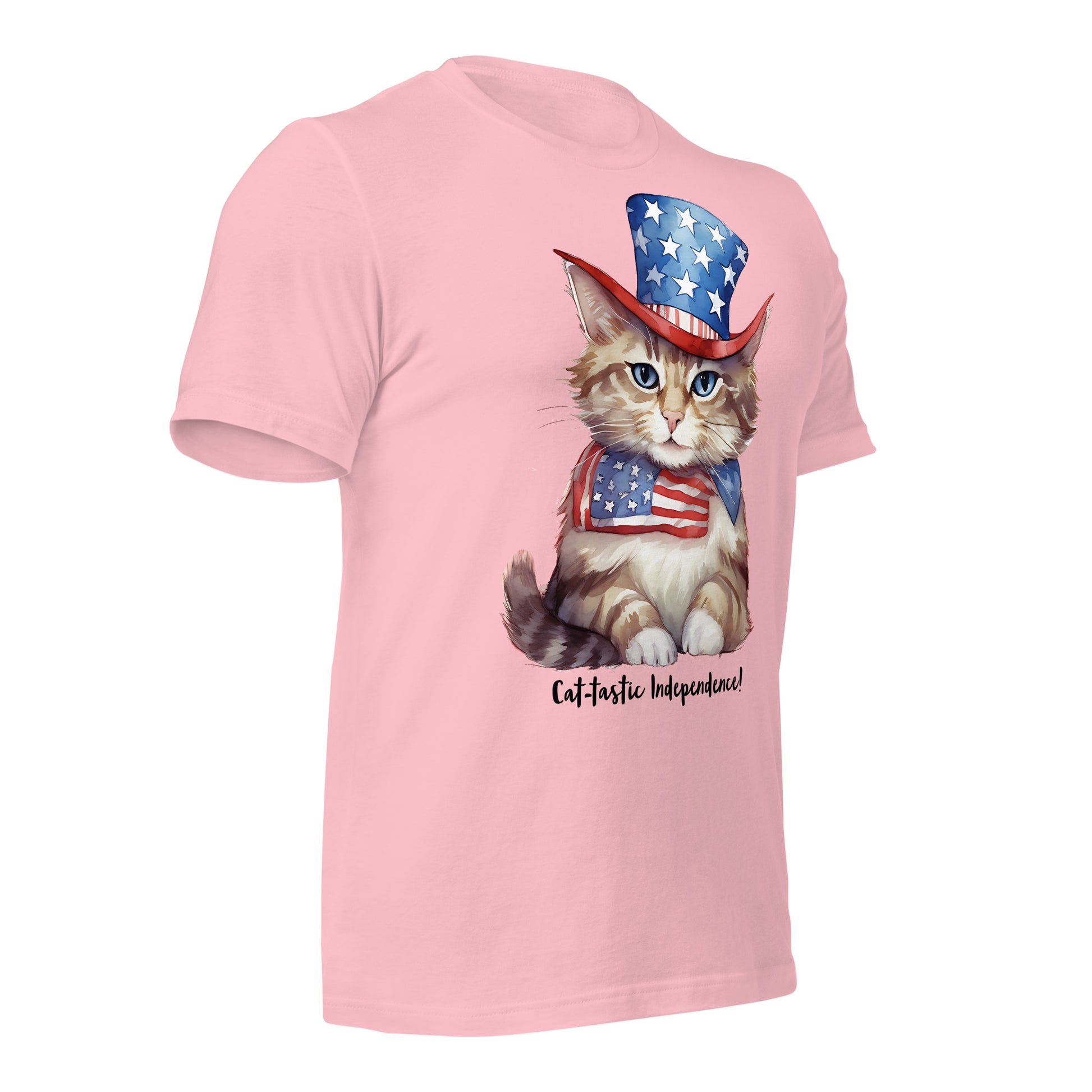 Patriotic Cat Tshirt With Customizable Text  For Cat Lovers
