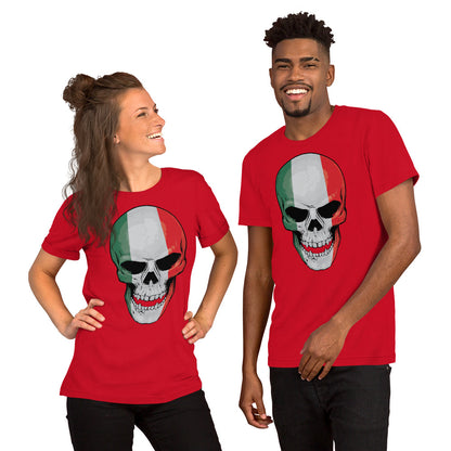 Red Italian T-shirt with Italy Skull / Patriotic Gift Idea