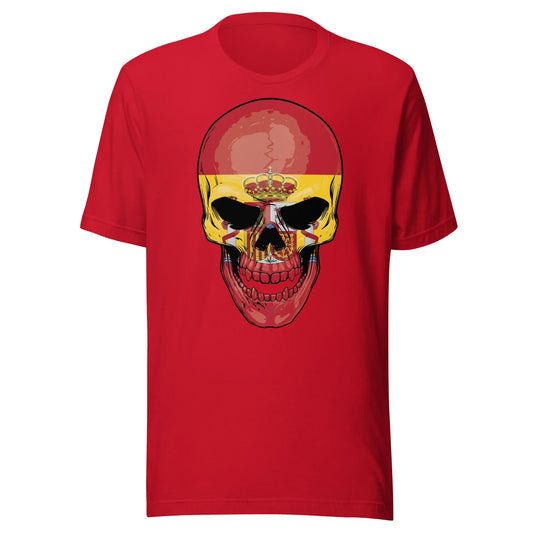 Spanish T-shirt With Skull Print And Spain Flag Colors