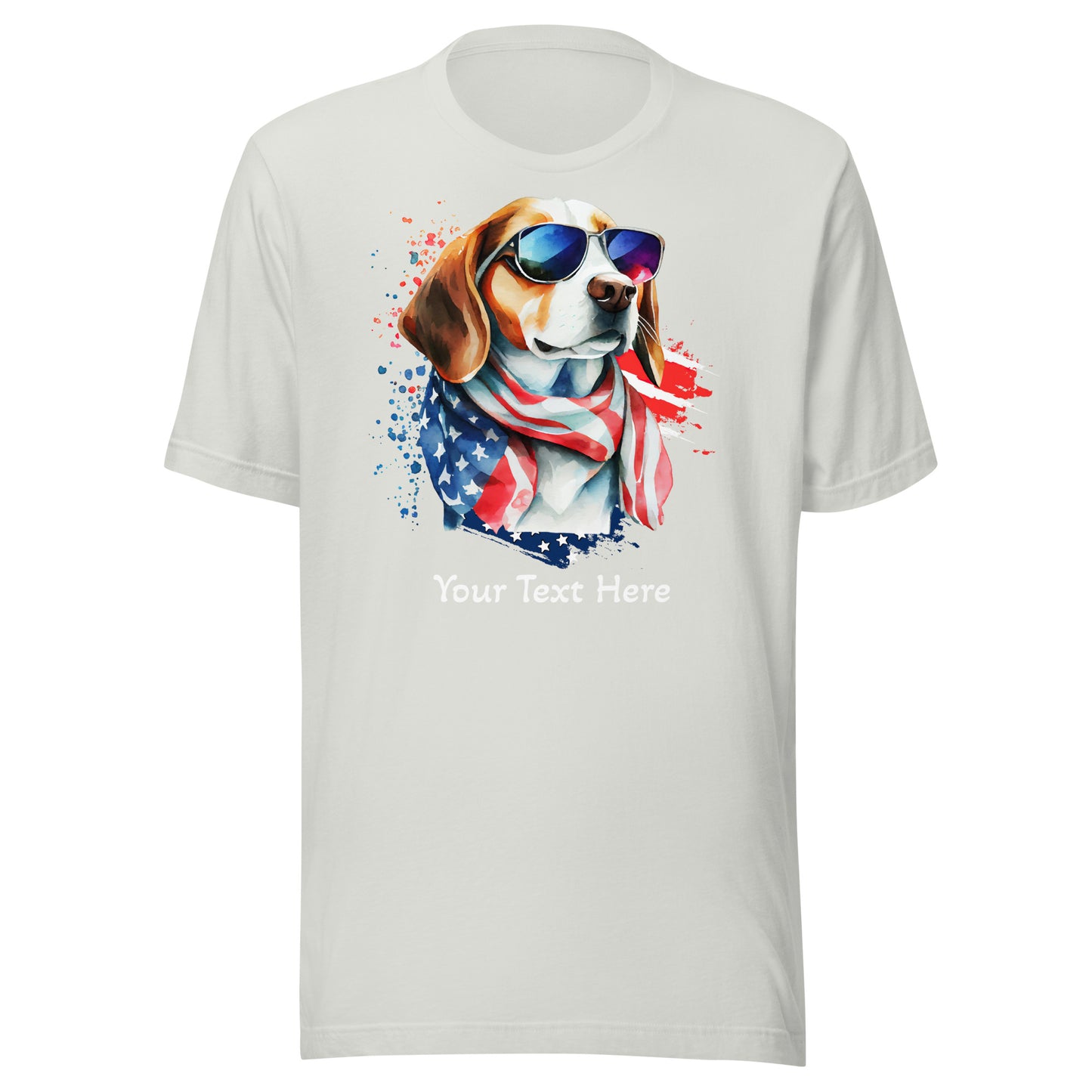 Silver Customizable Tshirt With Patriotic Dog