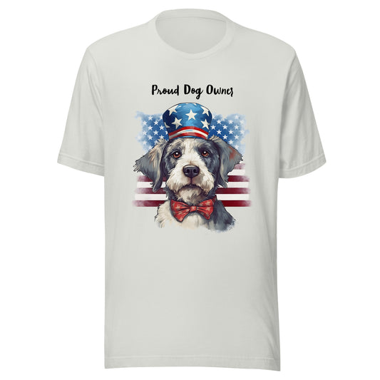Patriotic Dog Tibetan Terrier Silver Color T-Shirt For Proud Dog Owner