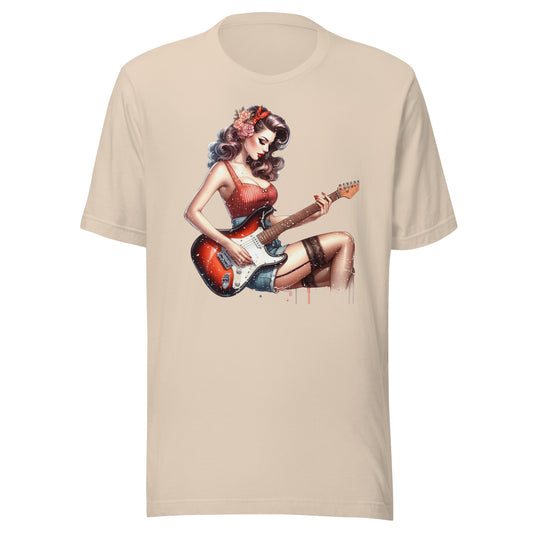 Women's vintage guitar player t-shirt