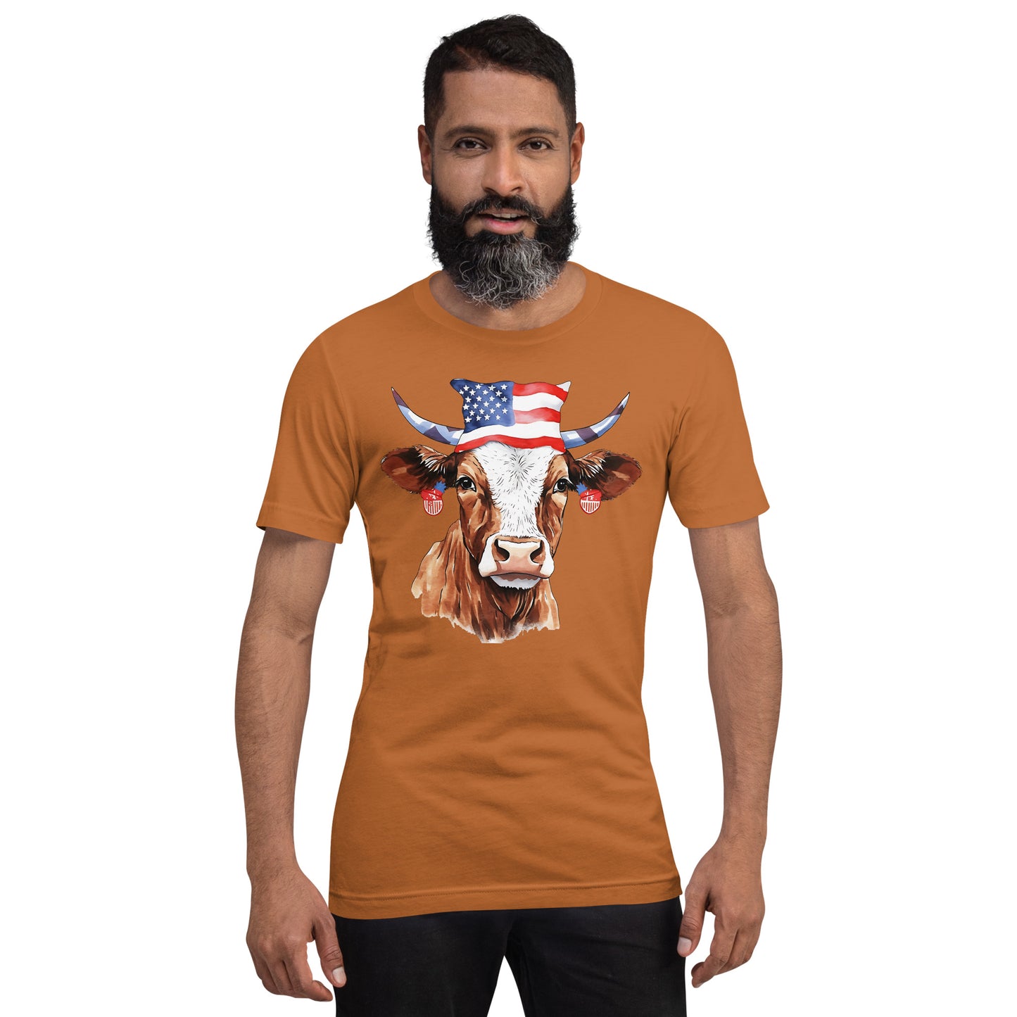 USA Patriotic Cow Tshirt For Cow Lovers