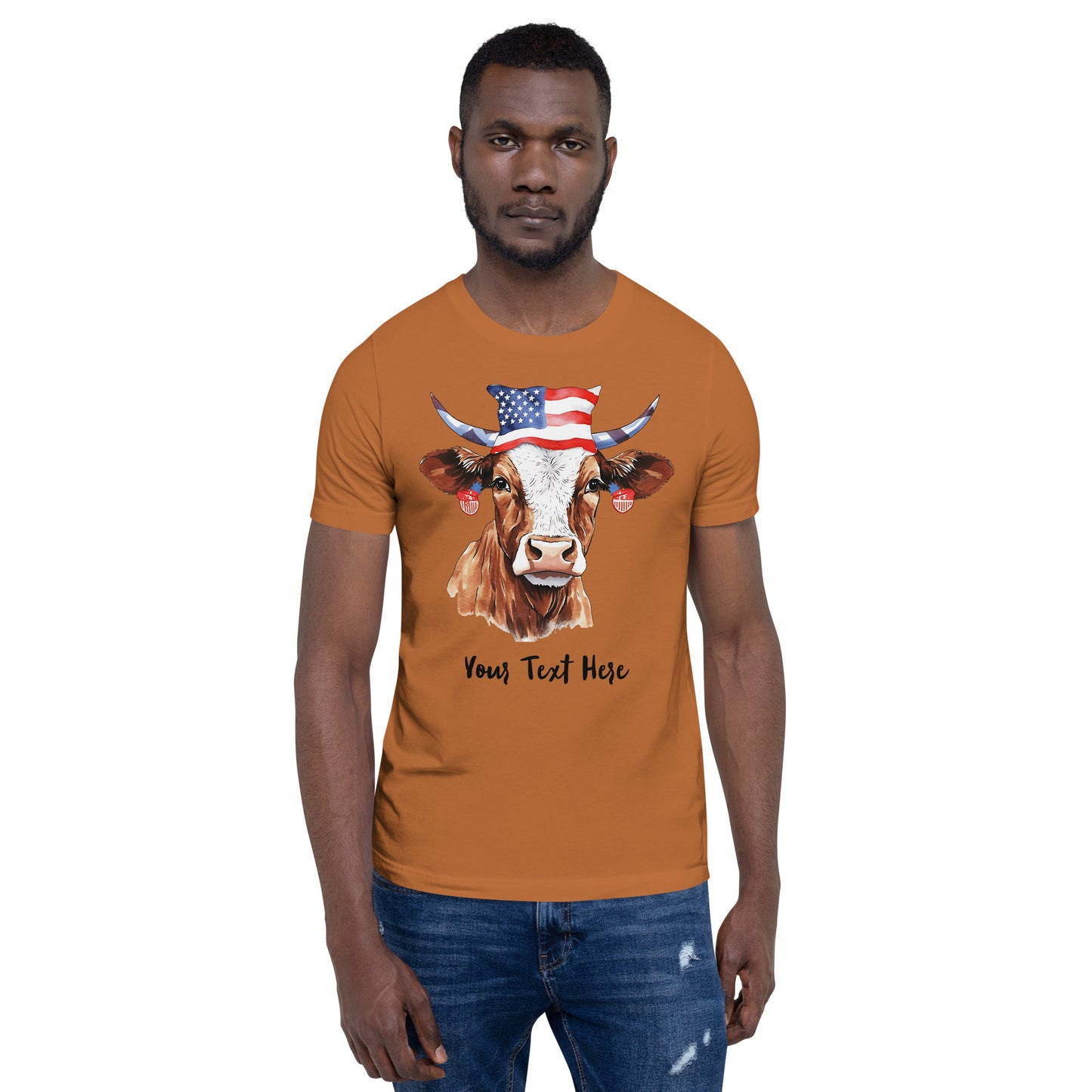 Anpassbares T-Shirt mit patriotischer Kuh für Kuhliebhaber