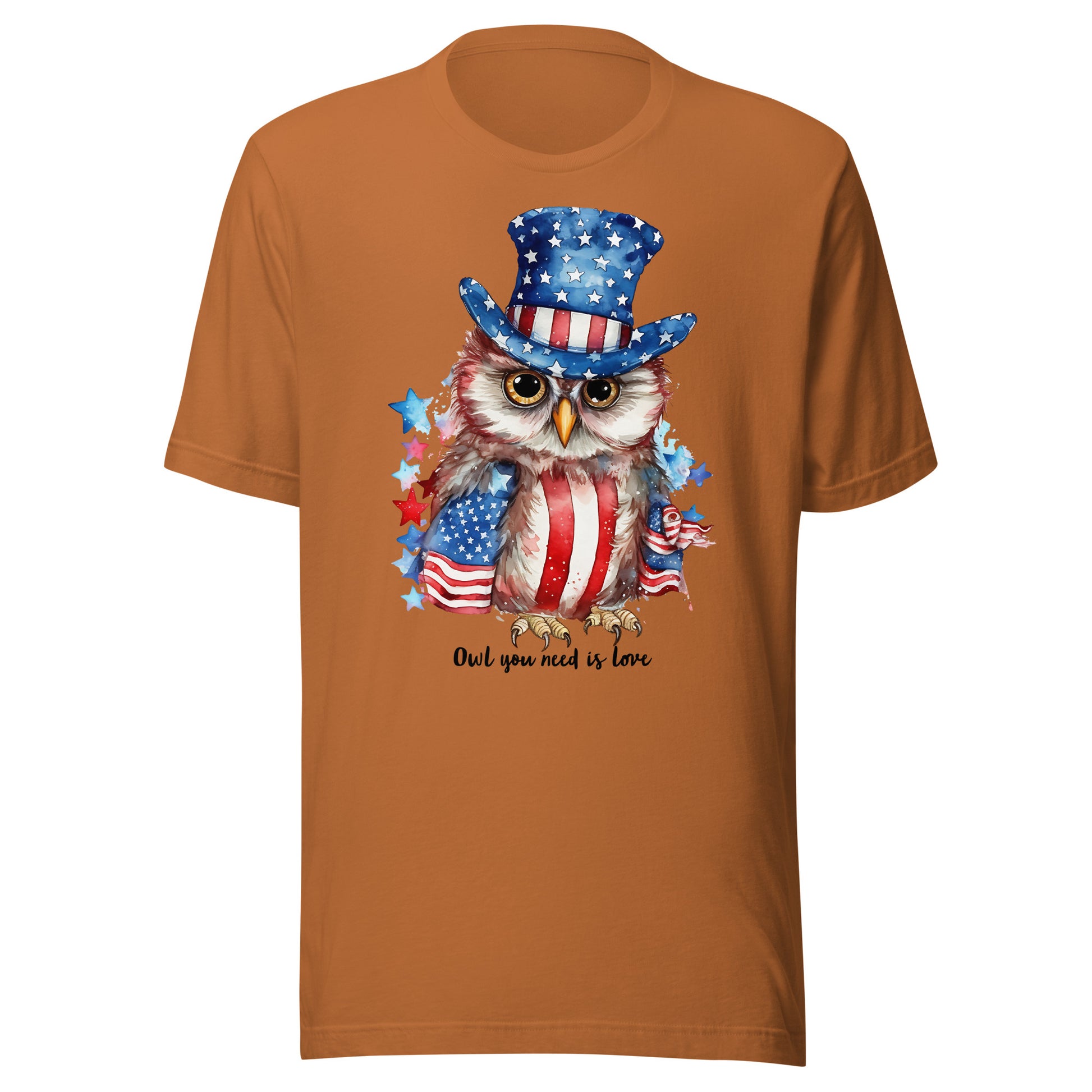 Custom Patriotic Owl For Owl Lovers, Bird Lovers, Night Lovers Tshirt Toast Color