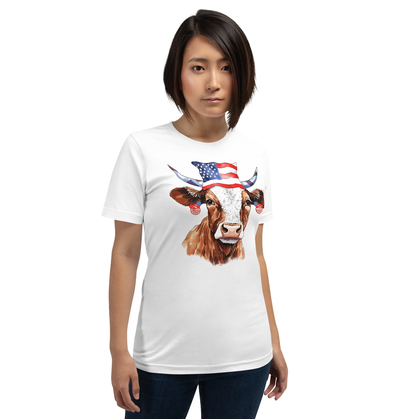 US Patriotic Cow Tshirt For Cow Lovers