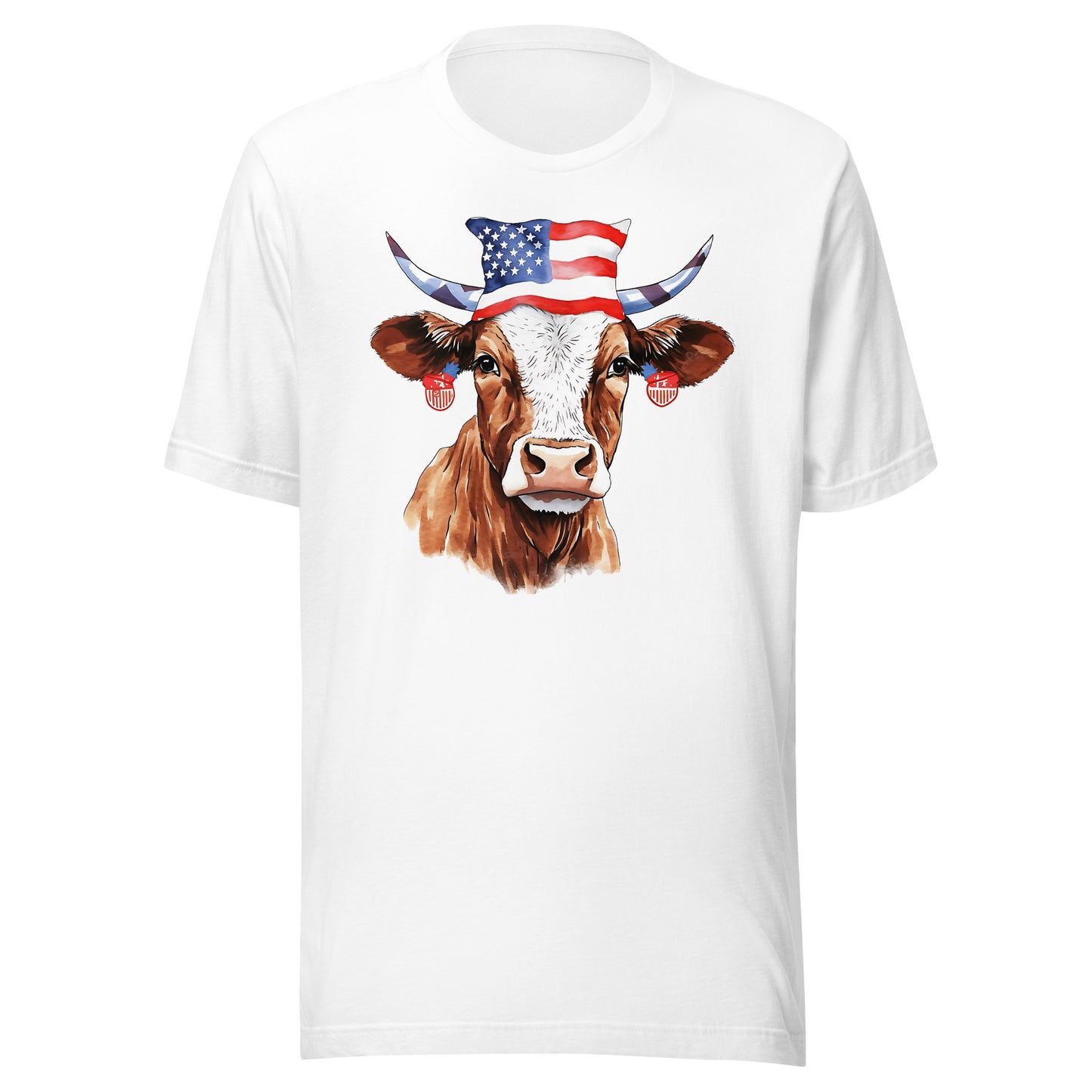 Patriotic Cow Tshirt For Cow Lovers White Color