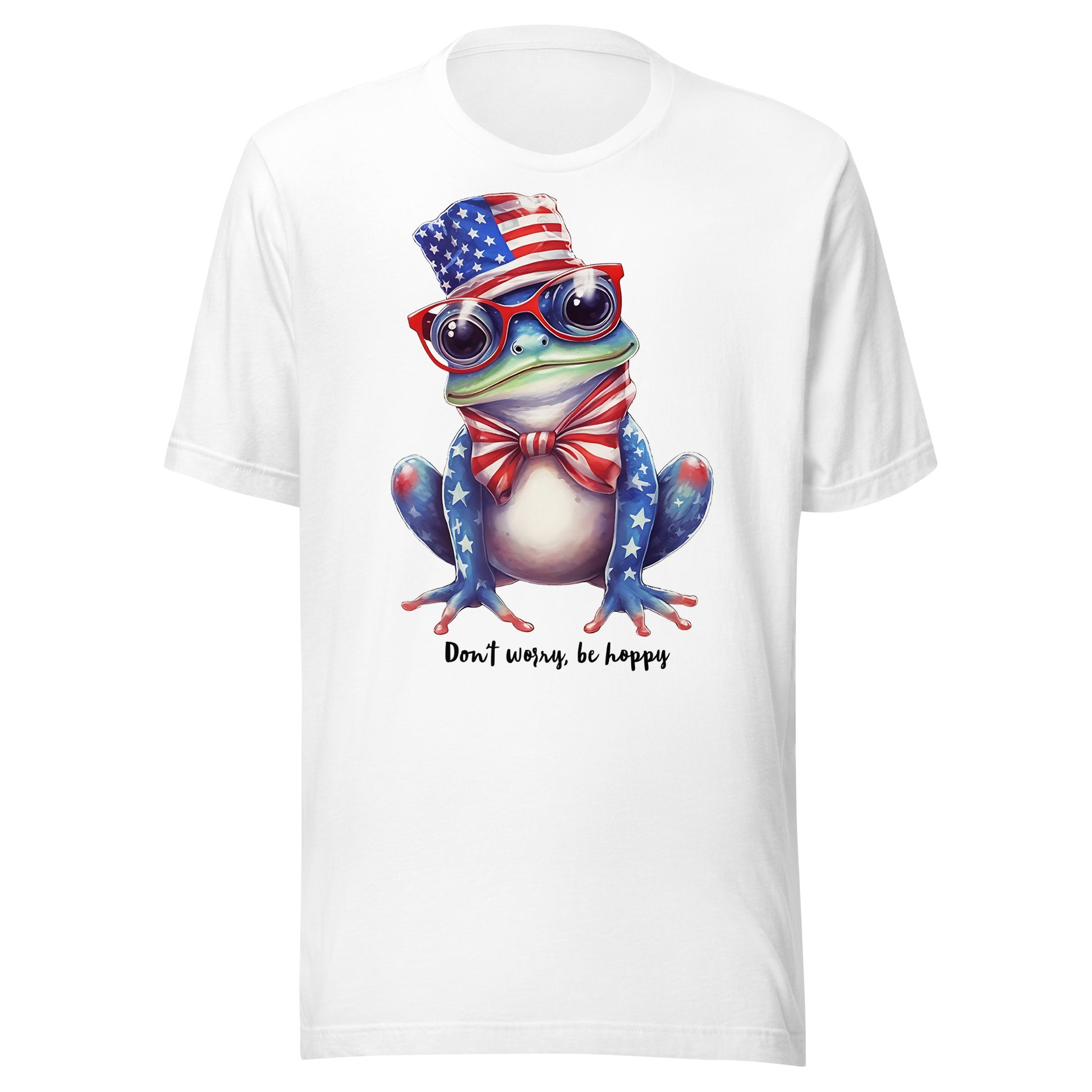 White Cute Patriotic Frog Tshirt 