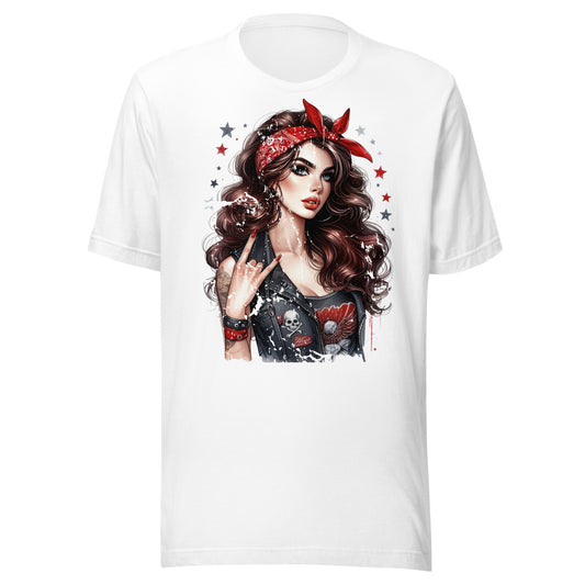 Vintage grunge rock pin-up girl t-shirt design