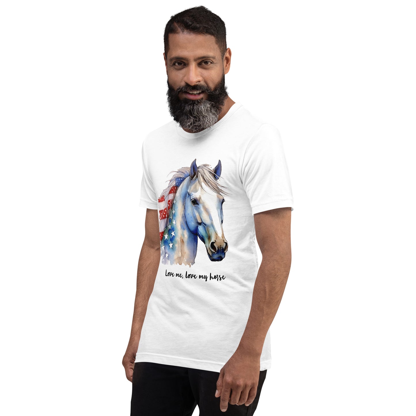 Patriotic Horse T Shirt With Customizable Text White Color
