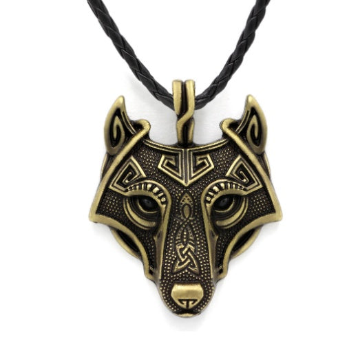 unisex wolf necklace gold