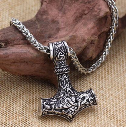 viking hammer necklace with stainless steel chain