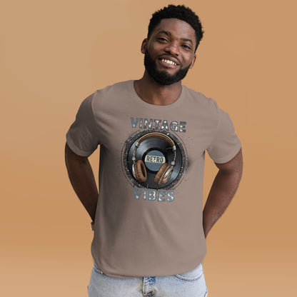 vintage music lover t-shirt with headphones