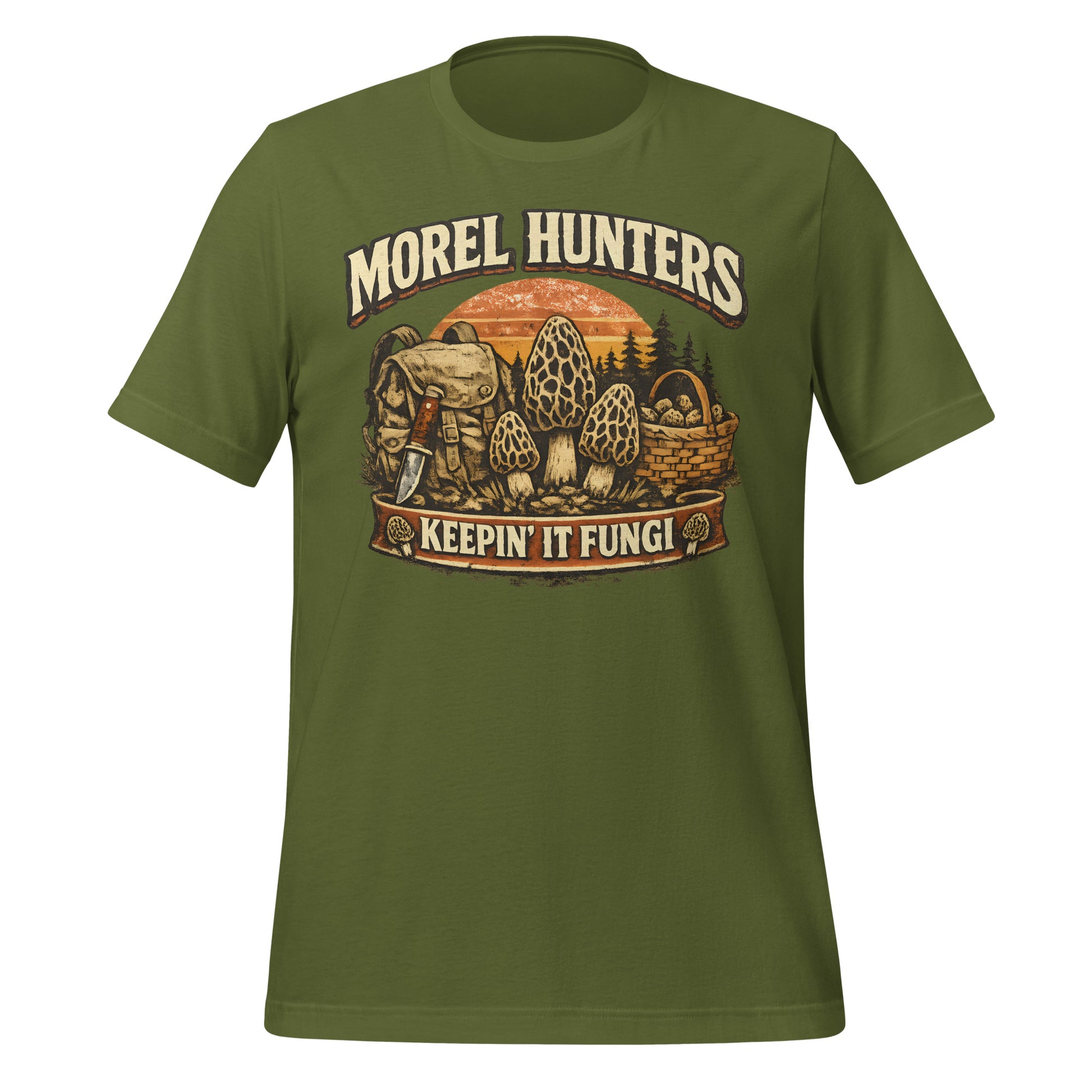 vintage style morel mushroom hunting t-shirt for outdoor enthusiasts